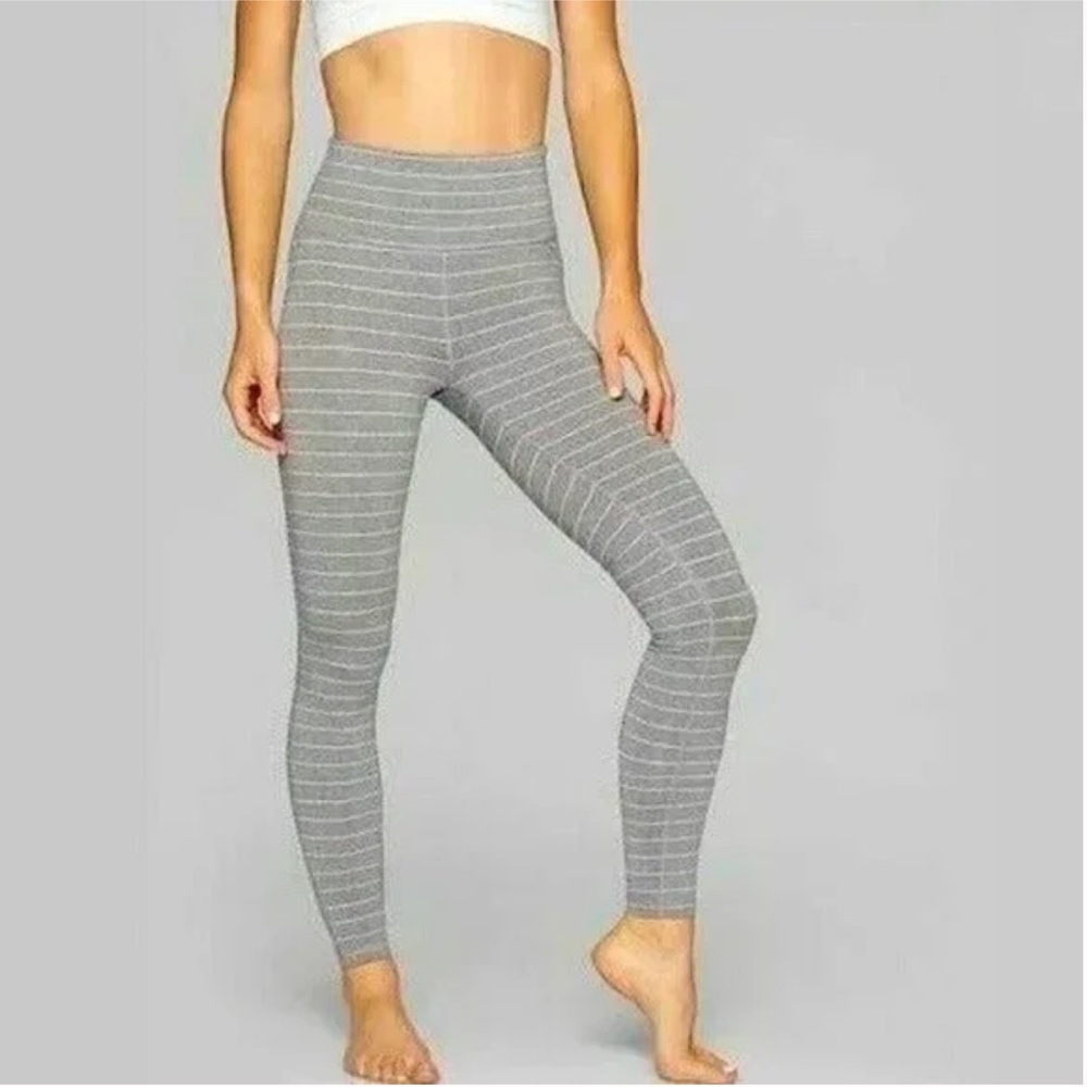Athleta Gray Striped Leggings